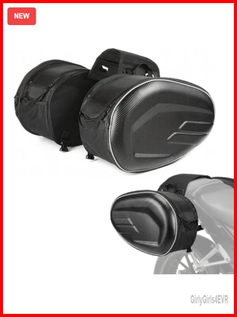 Motorcycle Saddlebags Expandable 58L Waterproof Nylon Side Bags w Rain Covers